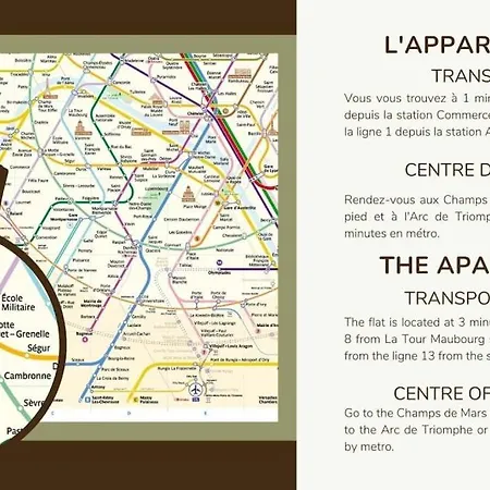 Апартаменты 0#appart 4pers#1 Bedroom#paris 15#commerce#ac